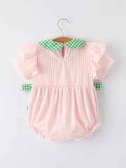 St. Patrick's Day Shamrock Striped Plaid Baby Girl Romper