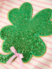 St. Patrick’s Day Stripe Top with Glitter Shamrock and Sequin Skirt Set