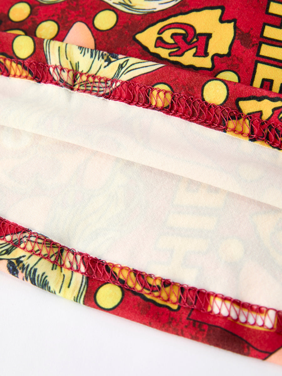 TS Red Print Girls Pajamas with Short Sleeve Top and Long Pants