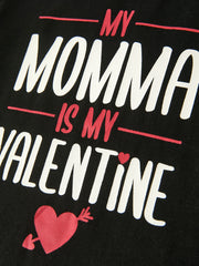 Valentine's Day Letter Print Top + Plaid Pants Boys Set