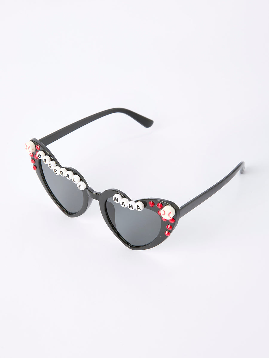 Baseball Theme Rhinestone Heart Girls Sunglasses