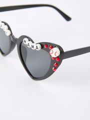 Baseball Theme Rhinestone Heart Girls Sunglasses