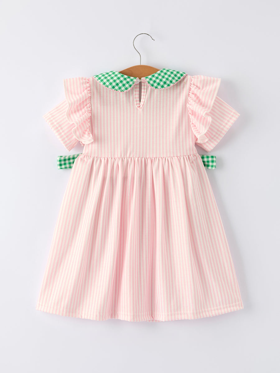 St. Patrick's Day Shamrock Girls' Striped Plaid Dress