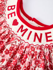 Valentine's Day "BE ❤ MINE" Embroidered Floral Girls' Dress