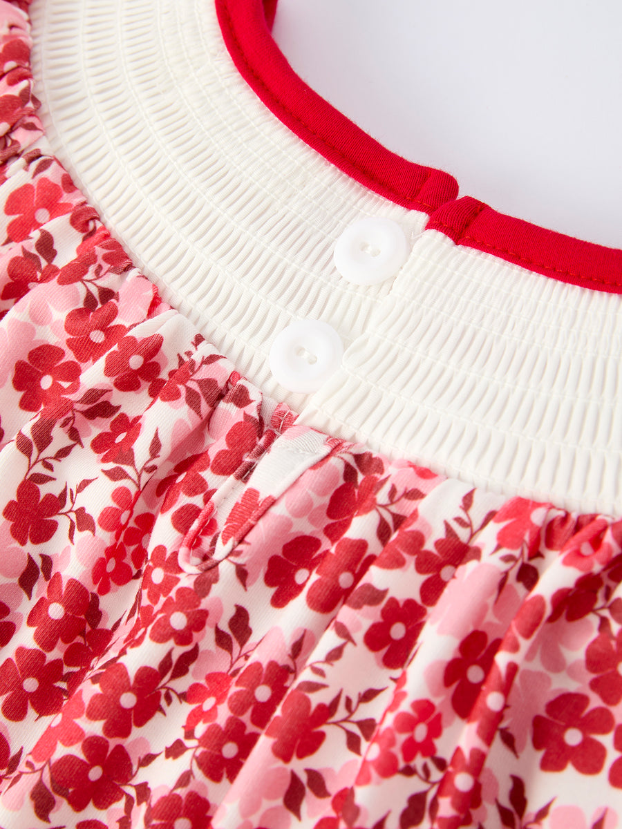 Valentine's Day "BE ❤ MINE" Embroidered Floral Girls' Dress