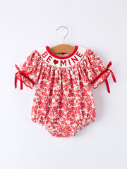 Valentine's Day "BE ❤ MINE" Embroidered Floral Girls' Romper