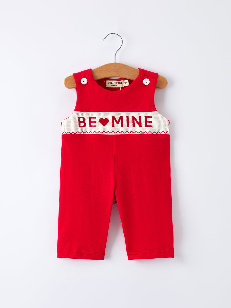 Valentine's Day "BE ❤ MINE" Embroidered Boy's Romper
