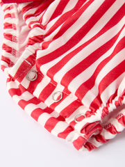 Valentine's Red Stripe Heart Bubble Romper for Baby Girls