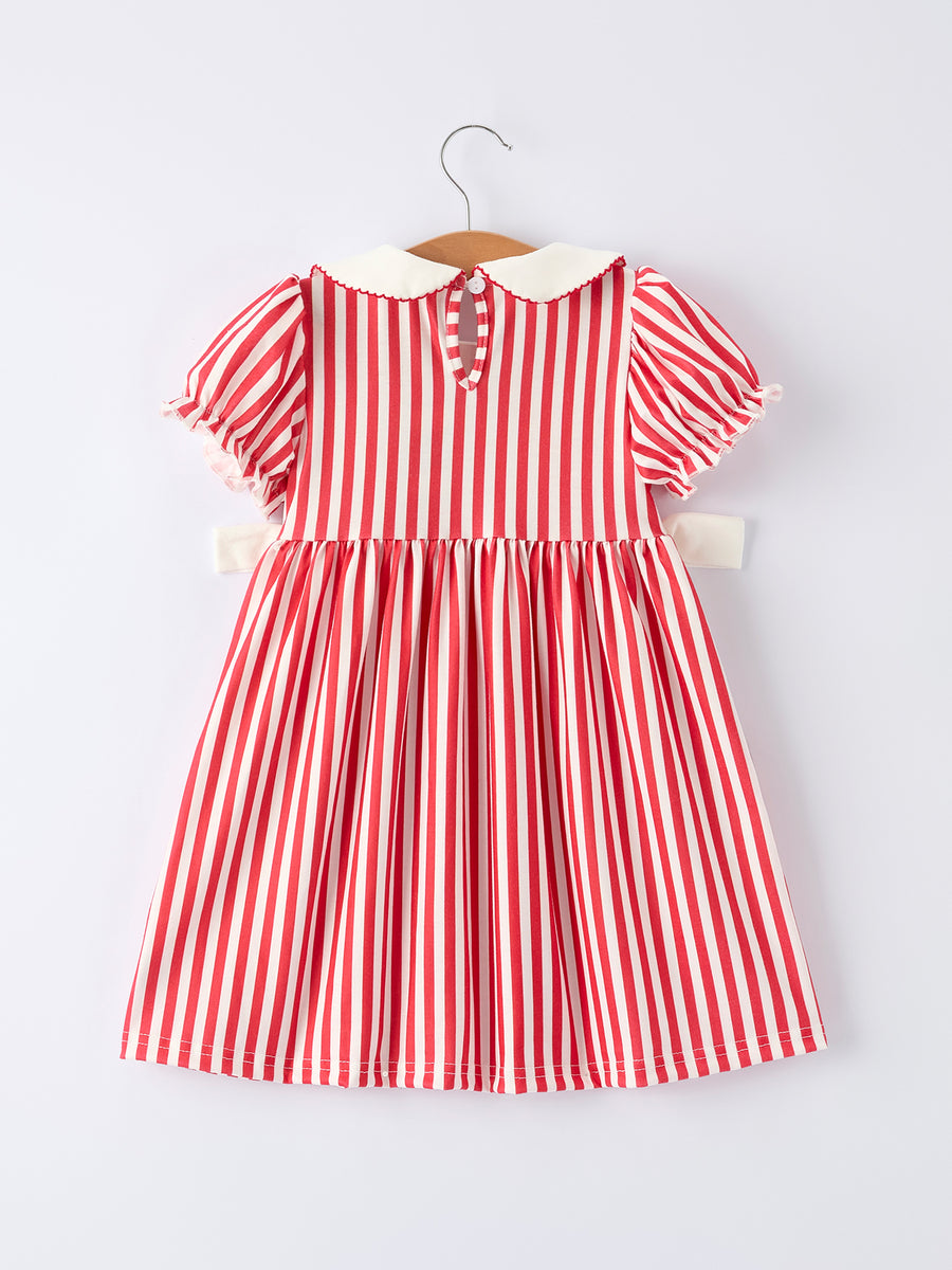 Valentine's Red Stripe Heart Dress for Toddler Girls