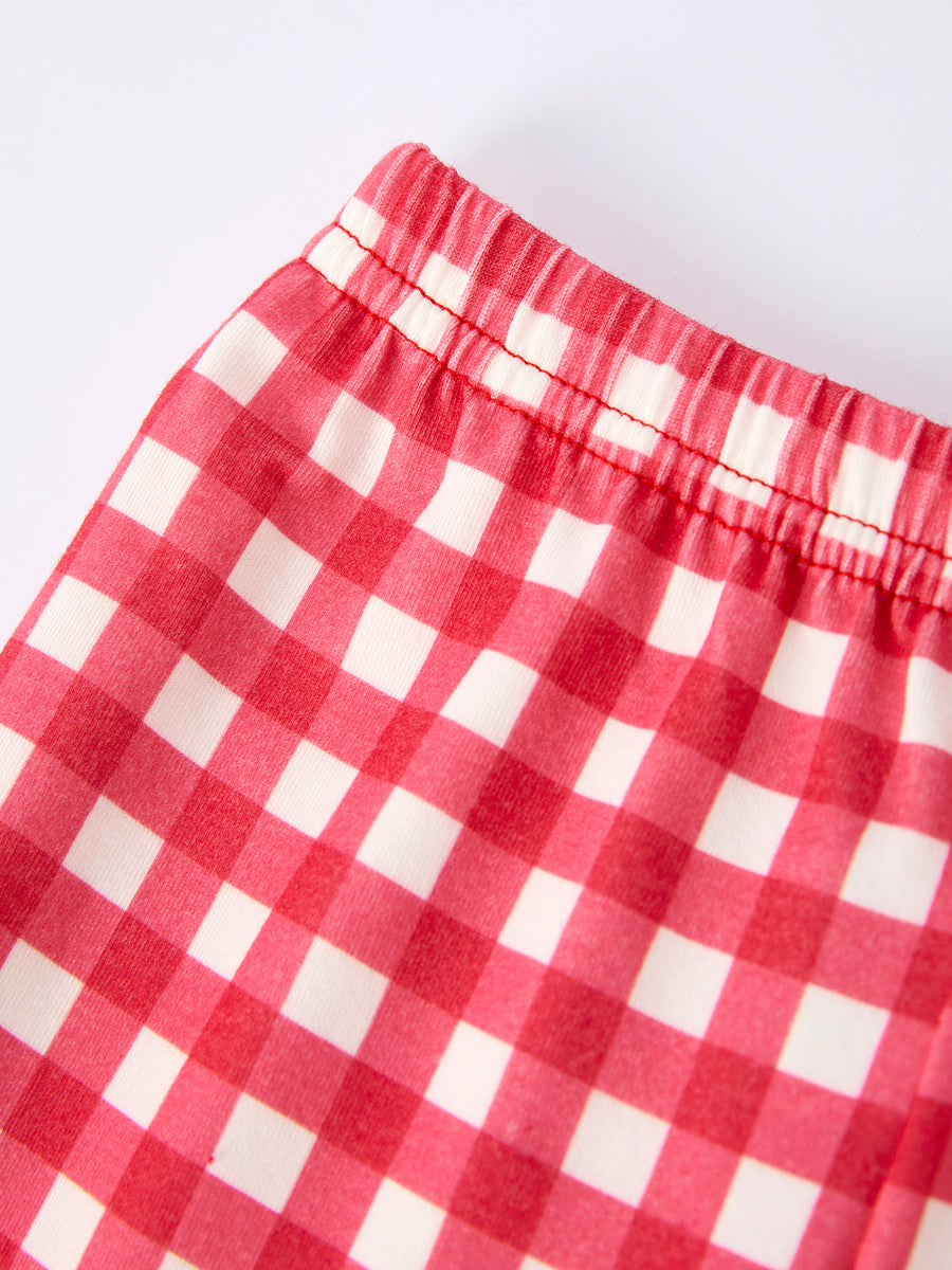 Red Valentine's Day Plaid Smocking Embroidered  Pony Boys Set