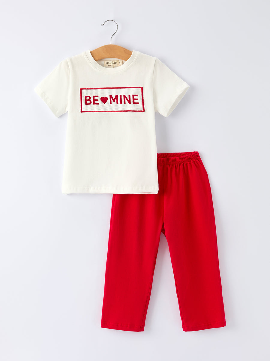 Valentine's Day "BE ❤ MINE" Embroidered Boy's Set