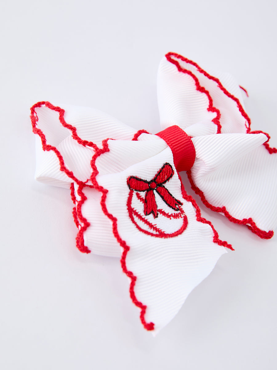 Festive Baseball Embroidered Girls Hairpin 4 Inches