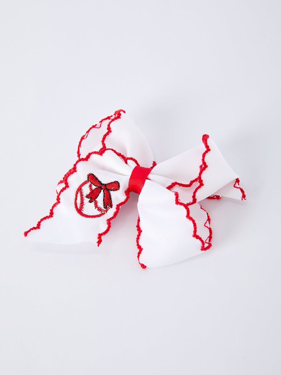Festive Baseball Embroidered Girls Hairpin 4 Inches