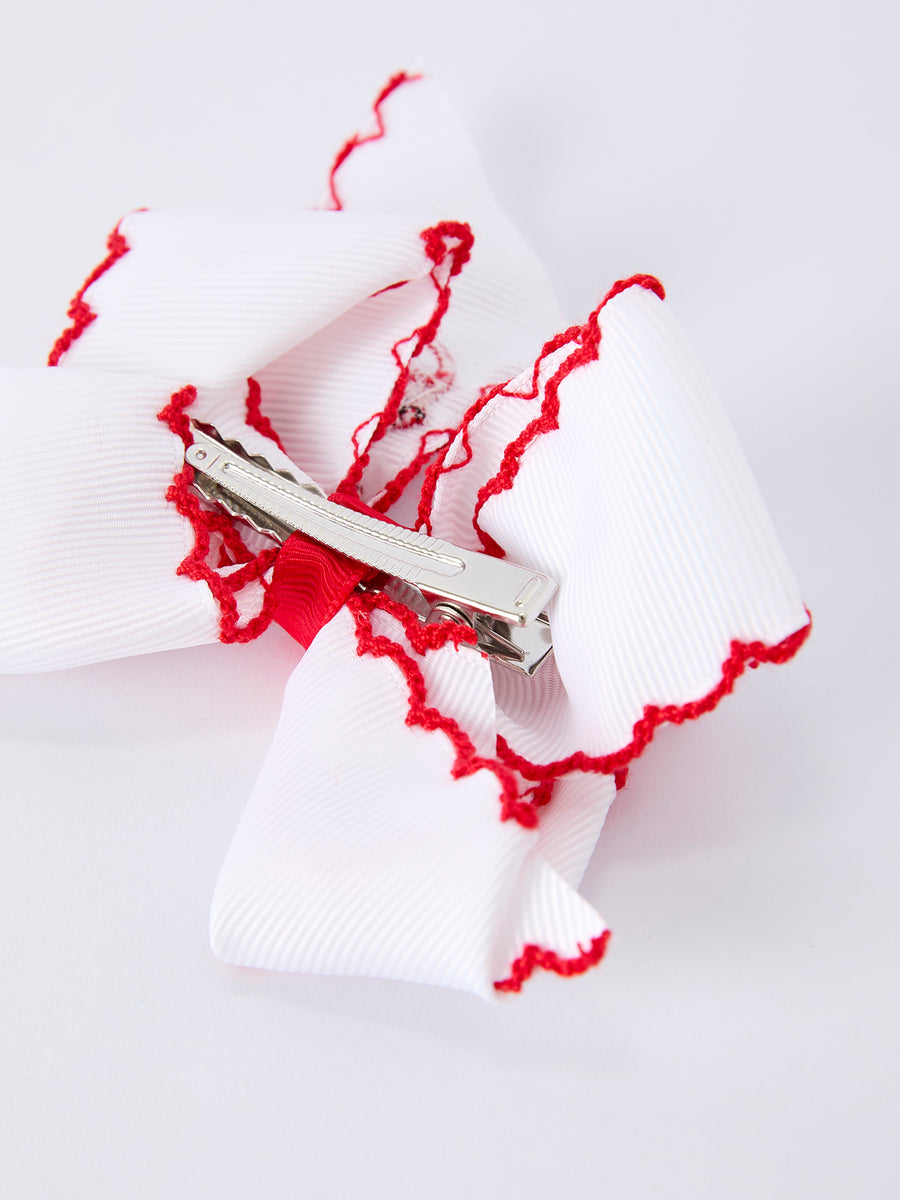 Festive Baseball Embroidered Girls Hairpin 4 Inches