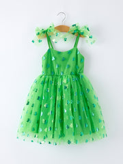 St. Patrick’s Day Green Tulle Shamrock Party Dress for Girls
