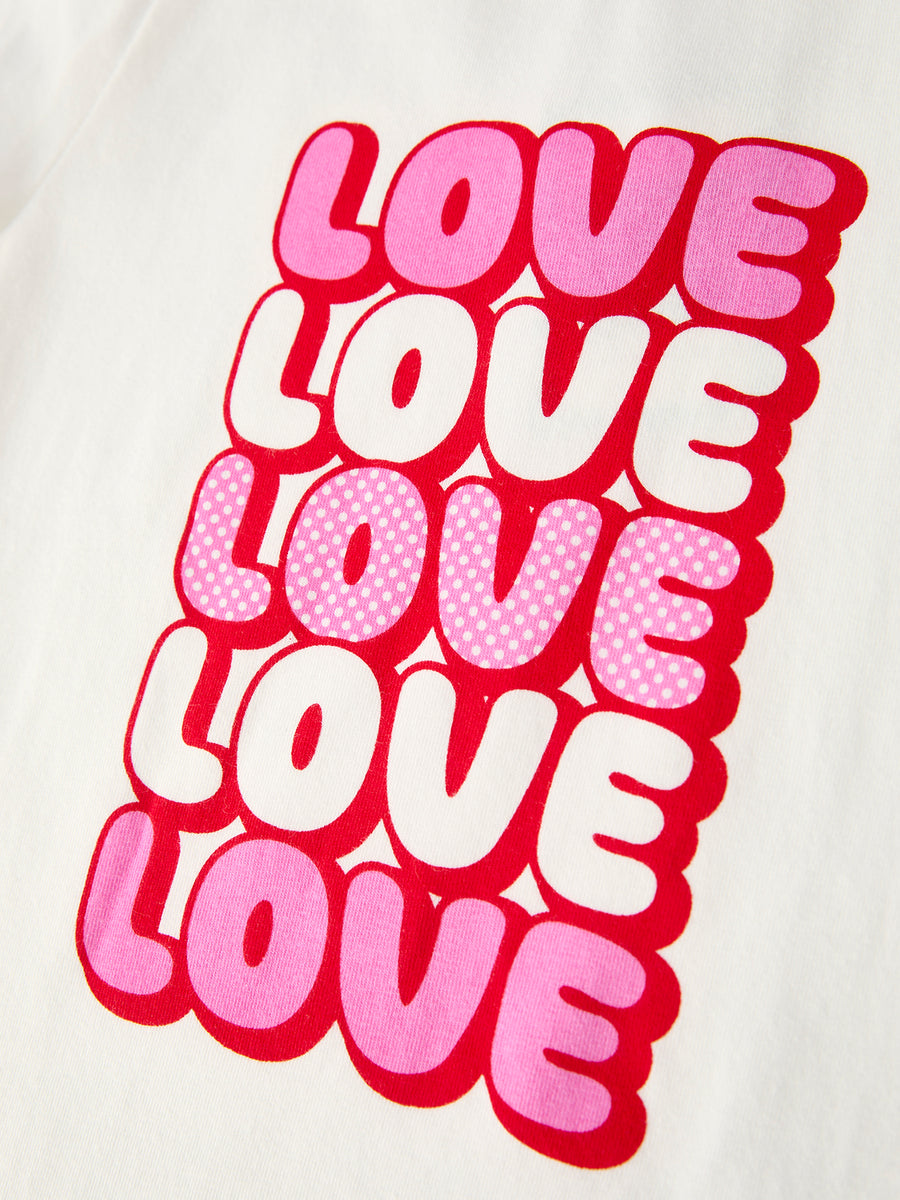 Valentine's Day Love Print Top + Girls' Tulle Skirt Set