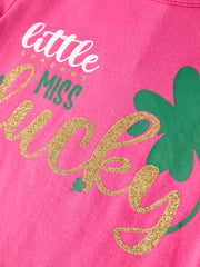 St. Patrick Shamrock  Letter Top + Girls' Tulle Sequin Skirt Set