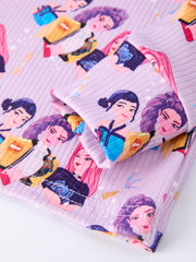 Girls Purple Character Print Long Sleeve Set