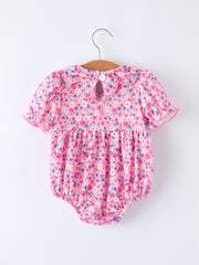 Girls Valentine's Day Floral Ruffle Smocking Baby Bubble Romper