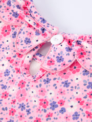 Girls Valentine's Day Floral Ruffle Smocking Baby Bubble Romper