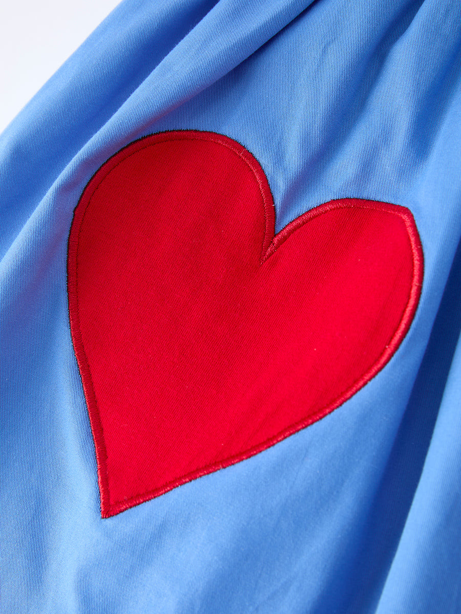 Valentine's Day Toddler Girl Heart Applique Blue Dress