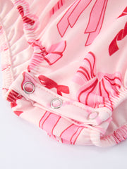 Girls' Valentine's Day Heart Bow Embroidered Baby Romper