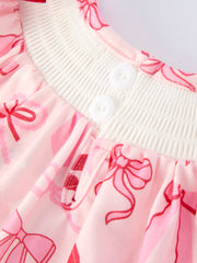 Girls' Valentine's Day Heart Bow Embroidered Baby Romper