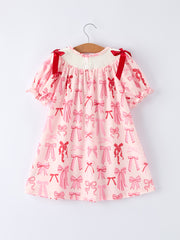 Girls' Valentine's Day Heart Bow Embroidered Dress