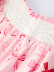 Girls' Valentine's Day Heart Bow Embroidered Dress