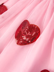 Girls' Valentine's Day Skirt with Sequined Heart Appliques