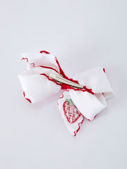 Strawberry Embroidered Girls Hairpin 4 Inches