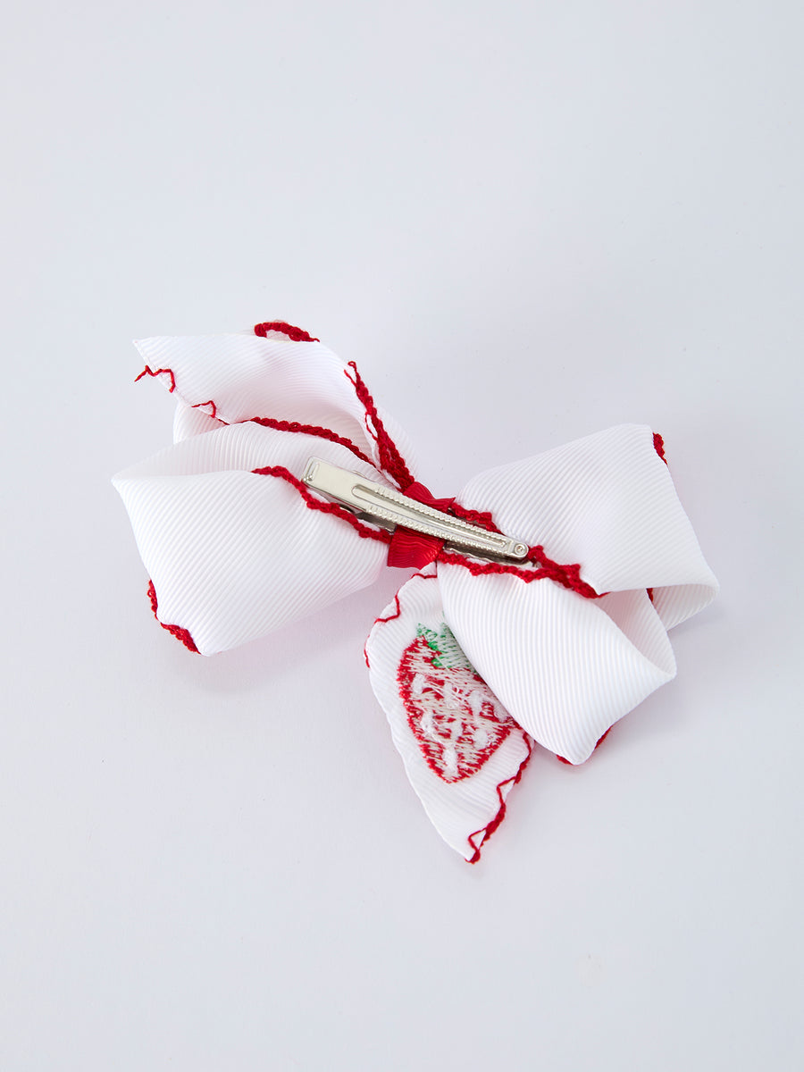 Strawberry Embroidered Girls Hairpin 4 Inches