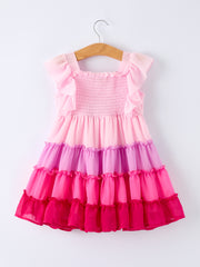 Valentine’s Day Ombre Ruffle Dress for Girls – Pink Gradient Layers