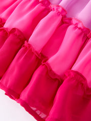Valentine’s Day Ombre Ruffle Dress for Girls – Pink Gradient Layers