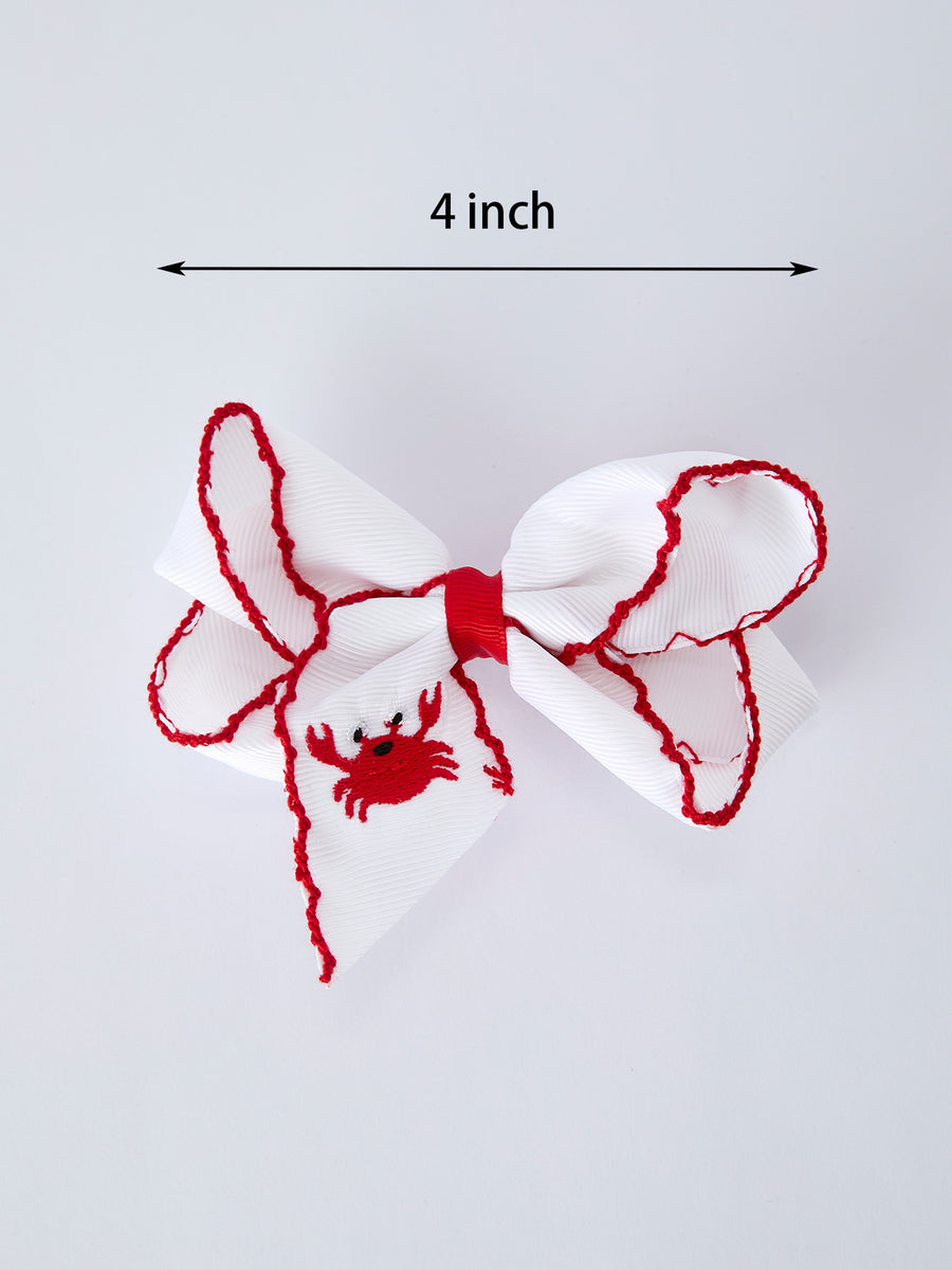 Crab Embroidered Girls Hairpin 4 Inches