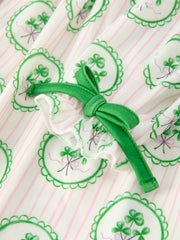 St. Patrick's Day Shamrock Striped Long Sleeve Girl Dress