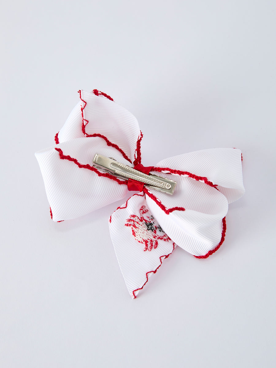 Crab Embroidered Girls Hairpin 4 Inches