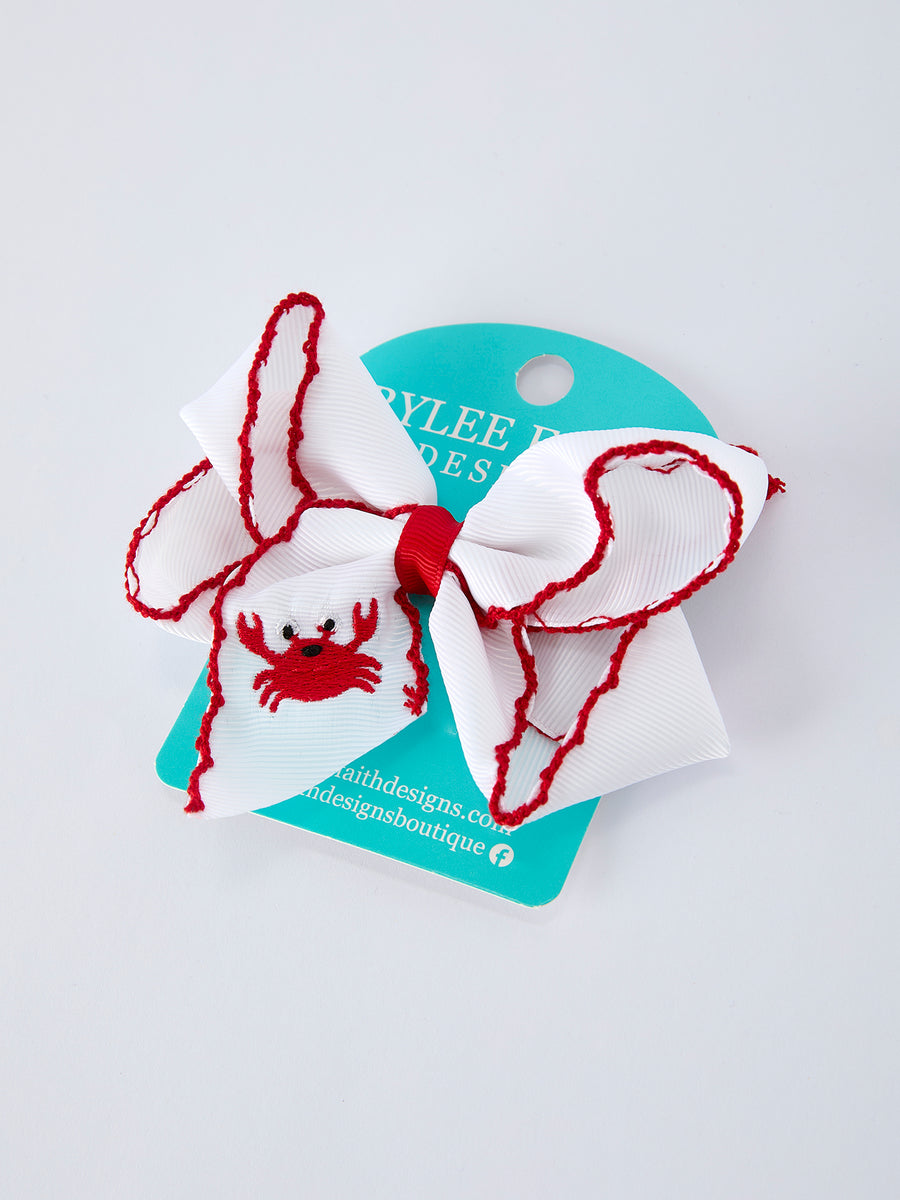 Crab Embroidered Girls Hairpin 4 Inches