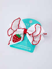 Strawberry Embroidered Girls Hairpin 4 Inches