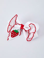 Strawberry Embroidered Girls Hairpin 4 Inches