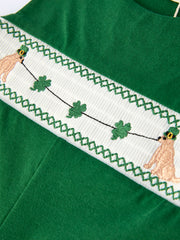 Boys St. Patrick’s Day Shamrock Puppy Smocked Romper
