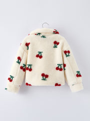 Cherry Plush Jacket for Girls – Zip-Up Winter Coat