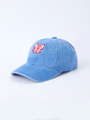 Blue Baseball Bow Applique Kids Hat