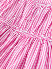 Pink Summer Stripe Bow Ruffle Girl Dress