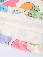 Easter Colorful Bunny Girls Twirl Short-sleeved Dress