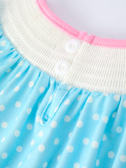 Tulip Smocked Girls Dress with Polka Dot Puff Sleeves