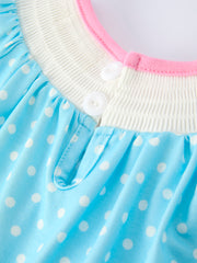 Tulip Smocked Baby Girls Romper with Polka Dot Puff Sleeves