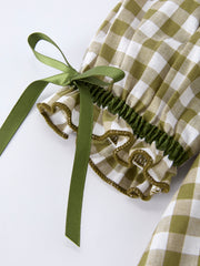 Green Plaid Fish Embroidered Baby Girls Smocked Dress