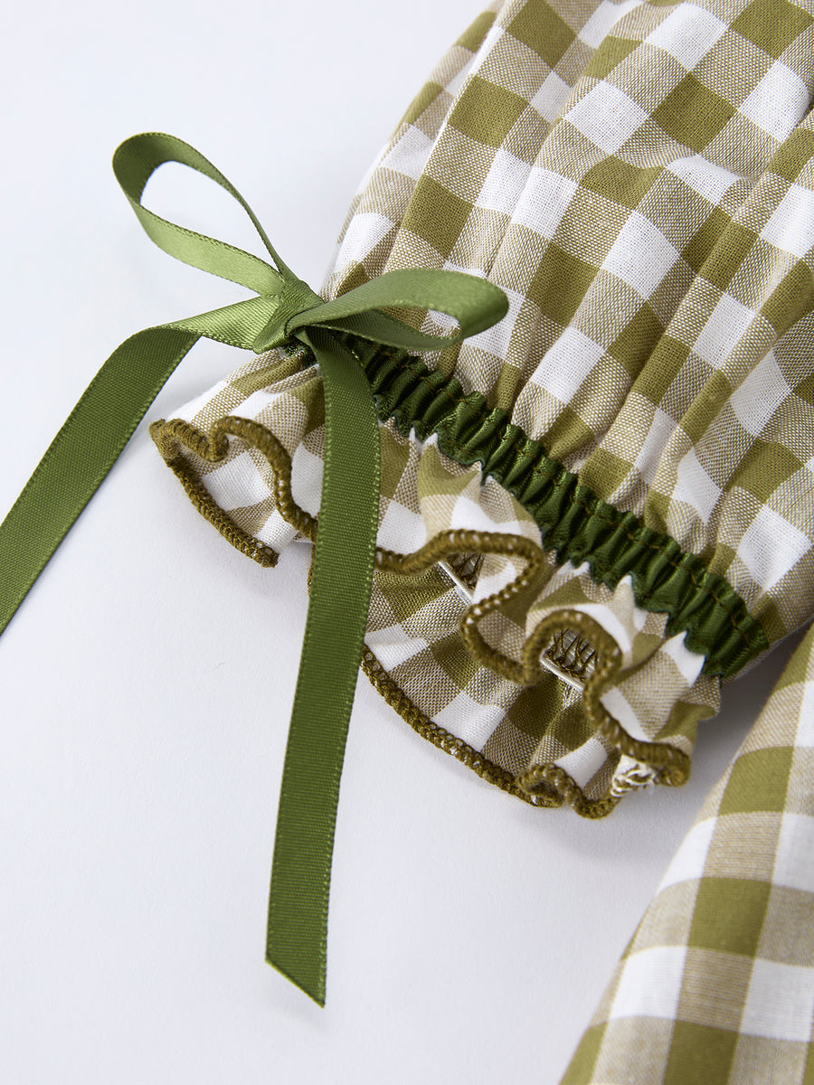 Green Plaid Fish Embroidered Baby Girls Smocked Dress 5 Green Plaid Fish Embroidered Baby Girls Smocked Dress 5