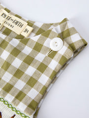 Green Plaid Fish Embroidered Smocked Baby Boy Romper